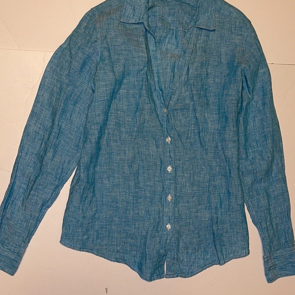 Brooks Brothers “346” Blue Linen Blouse - Women’s Size 6 - Picture 5 of 8
